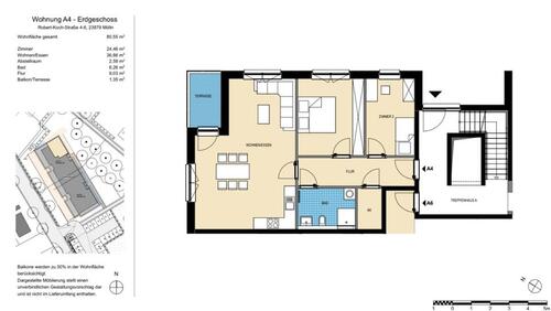 Foto - 3 Zimmer Wohnung mit Terrasse - 1.048,00 EUR Kaltmiete,