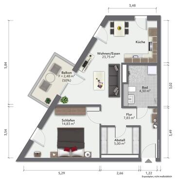 Foto - 2 Zimmer Etagenwohnung zur Miete in Greifswald