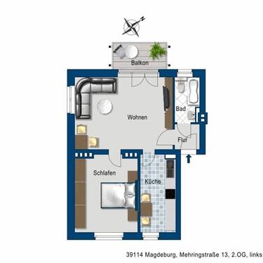 Foto - 2 Zimmer Etagenwohnung zur Miete in Magdeburg