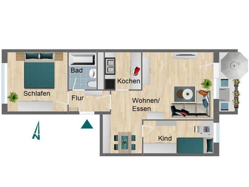 Foto - 3 Zimmer Etagenwohnung zur Miete in Pößneck