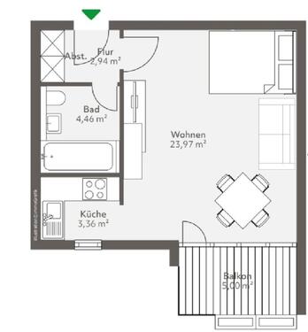 Foto - Apartment 1 Zimmer Wohnung möbliert
