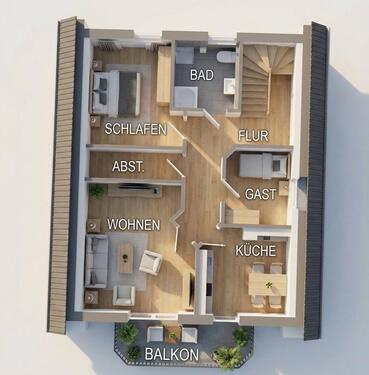 Foto - 3 Zimmer Dachgeschoßwohnung zur Miete in Uplengen