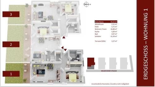 Foto - 2.5 Zimmer Erdgeschoßwohnung zur Miete in Bad Friedrichshall