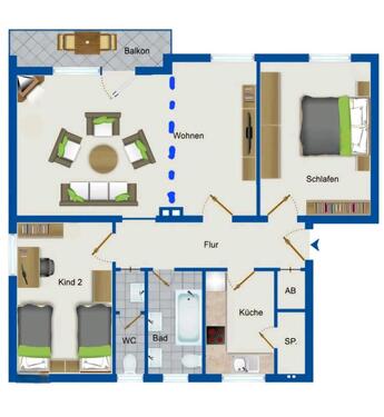 Foto - 4 Zimmer Wohnung mit großen Balkon