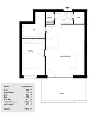 Foto - 2 Zimmer Etagenwohnung zur Miete in Beckum