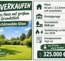 Kleines Haus auf großem Grundstück - Schönwalde-Glien