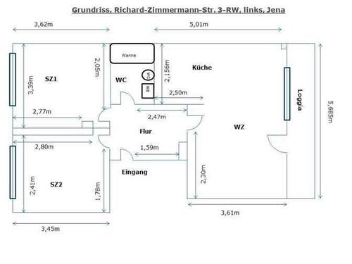 Foto - 3 Zimmer Erdgeschoßwohnung zur Miete in Jena