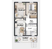 2 Zimmer Küche Bad, Balkon, EBK nähe Weinheimer Altstadt