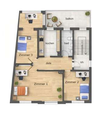 Foto - WG-geeignet 3-Zimmerwohnung mit großem Balkon am Sonnenhügel