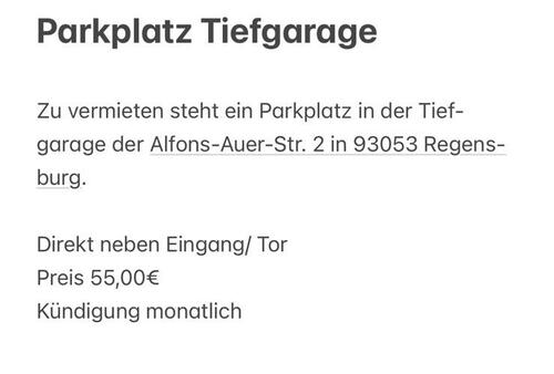 Foto - Parkplatz Tiefgarage - 55,00 EUR Miete,