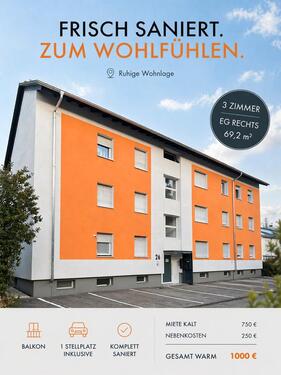 Foto - Frisch sanierte 3-Zimmer-Wohnung mit Balkon & Stellplatz