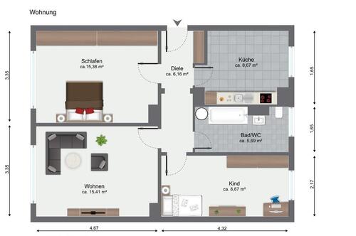 Foto - 3 - Zimmer Wohnung in 19205 Pokrent zu vermieten ab 01.06.2026