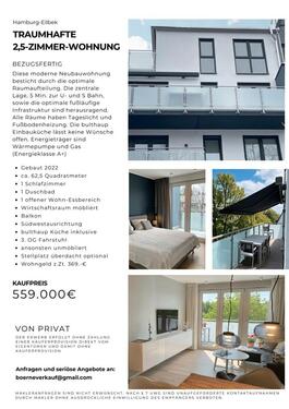 Foto - Provisionsfreie 2,5 Zimmer Neubau von Privat in HH-Eilbek