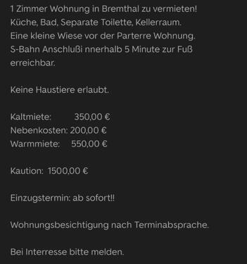 Foto - 1 Zimmer Wohnung in Eppstein - Bremthal zu vermieten