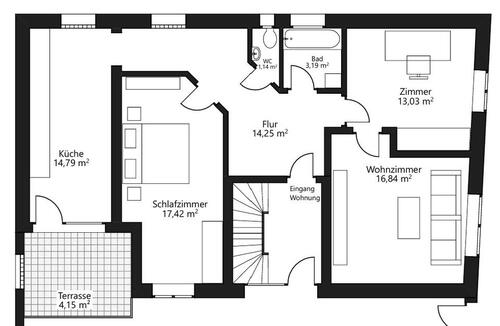 Foto - 3 Zimmer Erdgeschoßwohnung zur Miete in Heddesheim