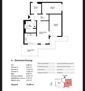 Foto - Nachmieter 4 Zimmer+EBK+Dachterrasse (Neubau)