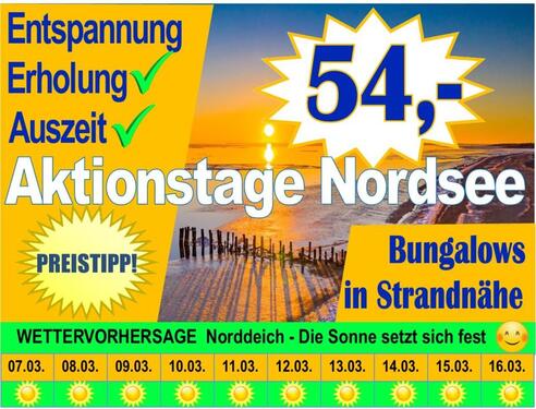 Foto - Norddeich Nordsee Bungalow strandnah TOP Ferienhaus ebenerdig ⭐