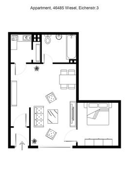 Foto - EG-Wohnung, 45 qm, in 46485 Wesel sofort zu vermieten