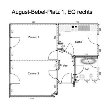Foto - Kamenz, ruhige 2-R-Wohnung im Erdgeschoß mit Einbauküche
