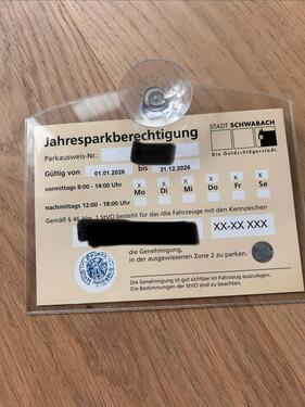 Foto - Parkausweis Schwabach - Jahreskarte