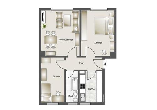 Foto - Leere 3 Raum Wohnung m.Garage: Königsfeld b.GeithainRochlitz