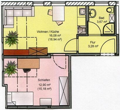 Foto - 2-Raumwohnung im 1.OG, mit Fußbodenheizung & Stellplatz