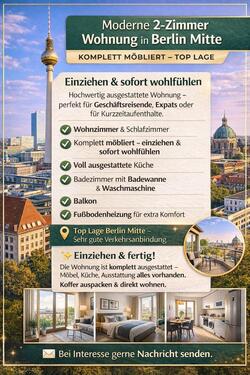 Foto - 2 Zimmer Wohnung in BERLIN MITTE VOLL MÖBLIERT