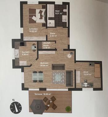 Foto - Wohnung zu vermieten - 1.000,00&nbsp;EUR Kaltmiete, ca.&nbsp; 93,00&nbsp;m&sup2;