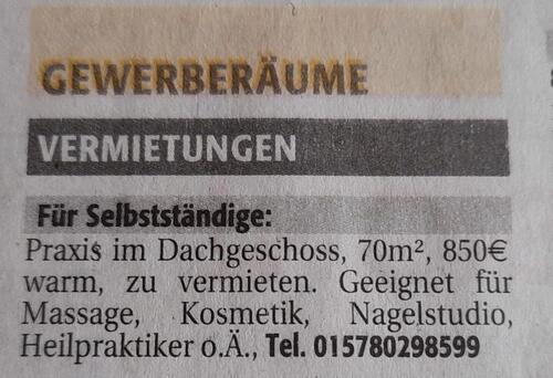 Foto - Praxis zu vermieten - 850,00&nbsp;EUR Kaltmiete, ca.&nbsp; 70,00&nbsp;m&sup2;