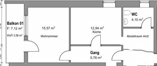 Foto - Wohnung 1 Zimmer - 550,00&nbsp;EUR Kaltmiete, ca.&nbsp; 45,00&nbsp;m&sup2;