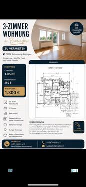 Foto - 3 Zimmer zu vermieten - 1.300,00&nbsp;EUR Kaltmiete, ca.&nbsp; 85,00&nbsp;m&sup2;