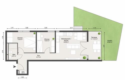 Foto - Erdgeschosswohnung mit Garten und Tiefgaragenstellplatz