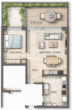 Foto - 2-Zimmer-Wohnung Garten & Tiefgarage – zentrale Lage