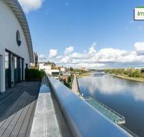 Exklusive Penthousewohnung auf 2 Ebenen mit Blick auf die Elbe, Fußbodenheizung und großer Terrasse! - Magdeburg