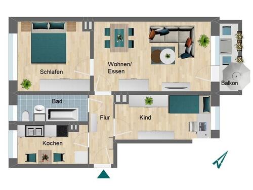 Foto - 3 Zimmer Etagenwohnung zur Miete in Pößneck