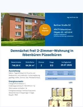 Foto - 2 Zimmer Wohnung - 746,00&nbsp;EUR Kaltmiete, ca.&nbsp; 64,00&nbsp;m&sup2;