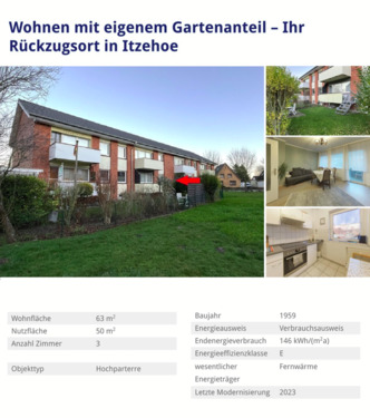 Foto - 3 Zimmer Wohnung in Itzehoe ab 01.05 62qm