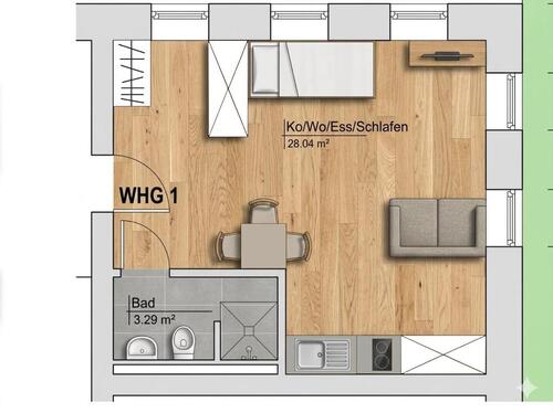 Foto - 1 Zimmer Etagenwohnung zur Miete in Marklkofen