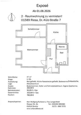 Foto - 2 - Raumwohnung in Altstadtnähe Riesa ab dem 01.08. zu vermieten.