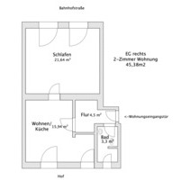 2-Raum Wohnung im EG 45,38m2 - 405,00 EUR Kaltmiete, in Wolgast (PLZ: 17438)