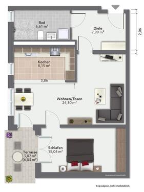 Foto - 2 Zimmer Erdgeschoßwohnung zur Miete in Greifswald