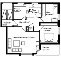 Helle 3-Zimmer-Wohnung 93 qm mit großem Balkon - Eisingen