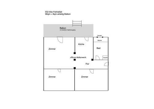 Foto - 3 Zimmer Wohnung - 572,00&nbsp;EUR Kaltmiete, ca.&nbsp; 88,00&nbsp;m&sup2;