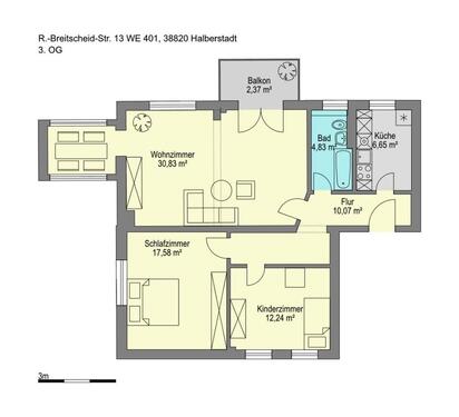 Foto - 3 Zimmer Erdgeschoßwohnung in Halberstadt