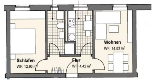 Foto - Erstvermietung 42m² Wohnung, 2 Zi., separate Küche, zentrale Lage