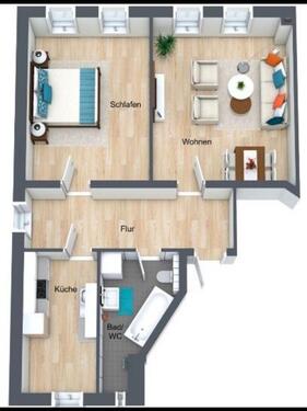 Foto - Helle 2-Zimmer Wohnung 70m2 inkl. Einbauküche, 2ZKB