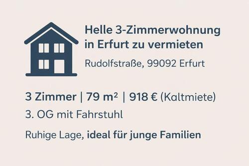 Foto - 3 Zimmer Etagenwohnung zur Miete in Erfurt