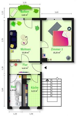 Foto - 2 Zimmer Etagenwohnung zur Miete in Halle (Saale)