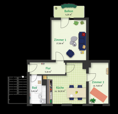 Foto - 3 Zimmer Etagenwohnung zur Miete in Merseburg
