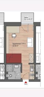 Foto - Studentenapartment - 440,00&nbsp;EUR Kaltmiete, ca.&nbsp; 26,00&nbsp;m&sup2;